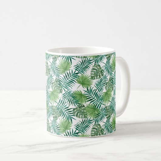 Moderne Palm Blätter Muster Kaffeetasse (VorderseiteRechts)