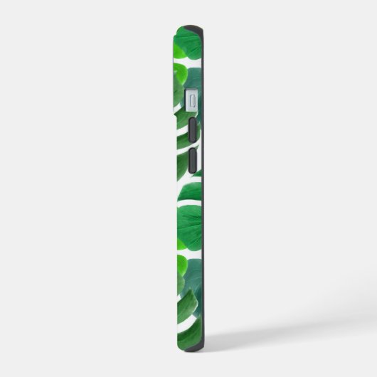 Moderne Palm Blätter Muster Monogram iPhone 15 Hülle (Linke Seite)