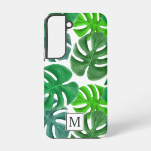 Moderne Palm Blätter Muster Monogram Samsung Galaxy Hülle