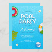 Moderne Palm Blätter Sommerpool Party Einladung (Vorne/Hinten)