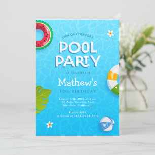 Moderne Palm Blätter Sommerpool Party Einladung
