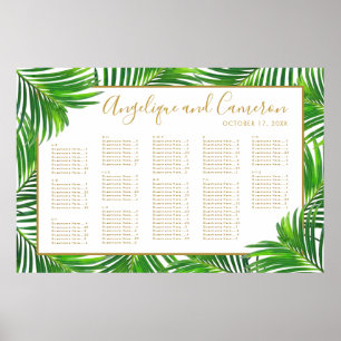 Moderne Palm Blätter Strand Hochzeitsstift Poster