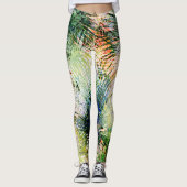 Moderne Palm-Blätter tropisches abstraktes Design Leggings (Vorderseite)