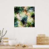 Moderne Palm-Blätter tropisches abstraktes Design Poster (Küche)