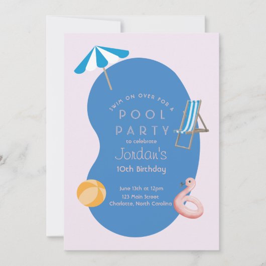 Moderne Palm Springs Inspiriert Birthday Pool Part Einladung (Vorderseite)