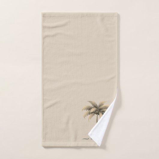 Moderne Palm Tree & Script auf Beige Badhandtuch Set (Handtuch)