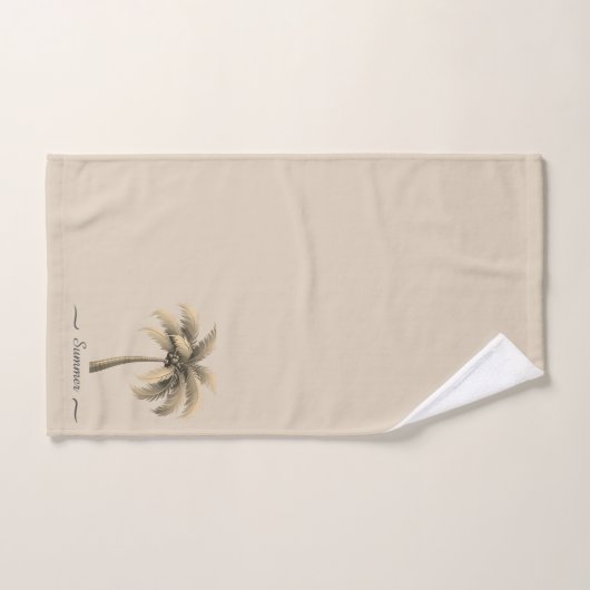 Moderne Palm Tree & Script auf Beige Badhandtuch Set (Handtuch)
