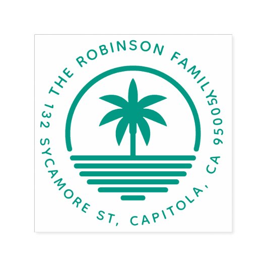 Moderne Palm Tree Silhouette Rücksendeadresse Permastempel (Design)