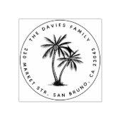 Moderne Palmen Familienname Runde Rücksendeadresse Gummistempel (Prägung)