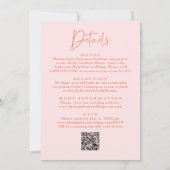 Moderne Palmen rosa QR-Code in einer Hochzeit Einladung (Rückseite)