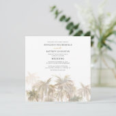 Moderne Palmen Wasserfarbenhochzeit Einladung (Stehend Vorderseite)
