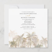 Moderne Palmen Wasserfarbenhochzeit Einladung (Vorderseite)