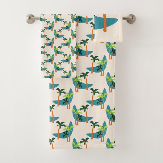 Moderne Palmenoase Mitte des Jahrhunderts Badhandtuch Set (Insitu)