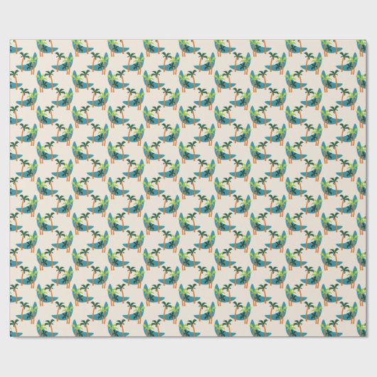 Moderne Palmenoase Mitte des Jahrhunderts Geschenkpapier (Flach)