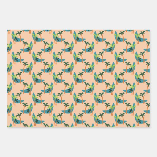 Moderne Palmenoase Mitte des Jahrhunderts Geschenkpapier Set (Vorderseite 3)