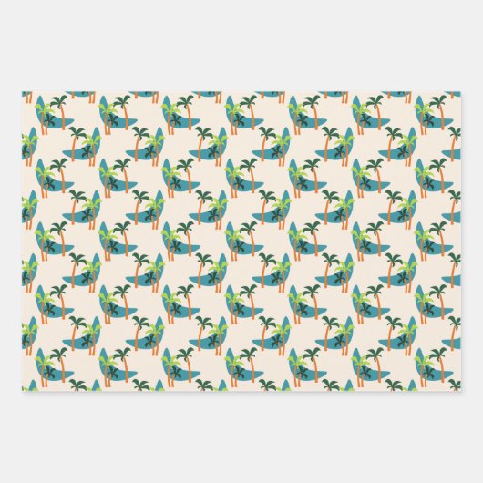 Moderne Palmenoase Mitte des Jahrhunderts Geschenkpapier Set (Vorderseite)