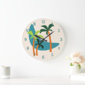 Moderne Palmenoase Mitte des Jahrhunderts Große Wanduhr (Zuhause)