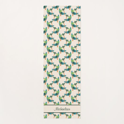 Moderne Palmenoase Mitte des Jahrhunderts Yogamatte (Vorderseite)