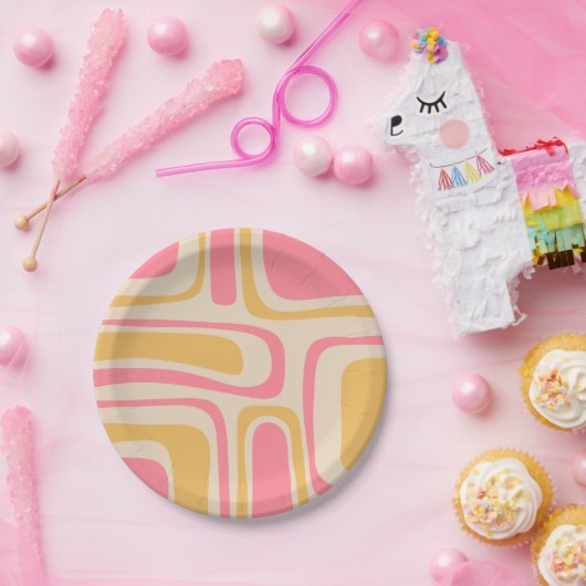 Moderne Palmsprings Retro Abstrakt Pappteller (Party)