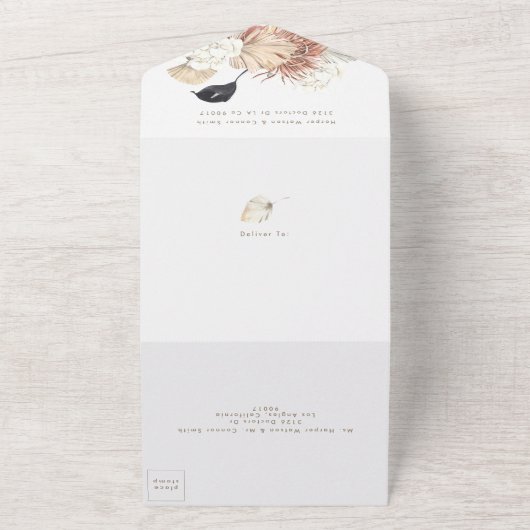 Moderne Pampas Boho Floral Tropical Desert Wedding All In One Einladung (Außenbereich)