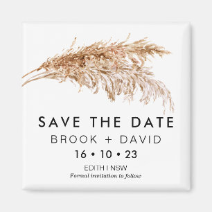 Moderne Pampas-Gras-Hochzeit rettet das Datums-Mag Magnet