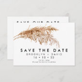 Moderne Pampas-Gras-Hochzeit spart die Datumskarte Einladung (Vorne/Hinten)