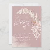 Moderne Pampas Grass Blush Rose Floral Boho Hochze Einladung (Vorderseite)