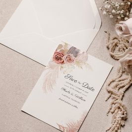 Moderne Pampas Grass Floral Script Save The Date