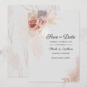 Moderne Pampas Grass Floral Script Save the Date (Vorne/Hinten)