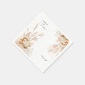 Moderne Pampas Grass Terracotta Hochzeitsempfang Serviette (Ecke)