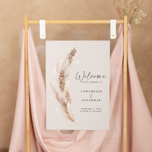 Moderne Pampas Hochzeitsempfang Poster
