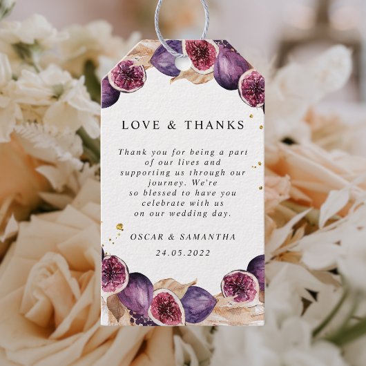 Moderne Pampas & Lila Figes Schönheitsrahmen Geschenkanhänger