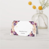 Moderne Pampas & Lila Figes Schönheitsrahmen Platzkarte (Rückseite)