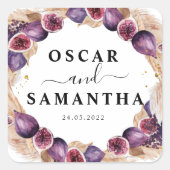 Moderne Pampas & Lila Figes Schönheitsrahmen Quadratischer Aufkleber (Vorderseite)