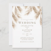 Moderne Pampas White Wedding Einladung (Vorderseite)