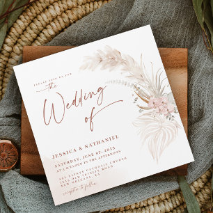 Moderne Pampasgras-Blumen-Boho Magneteinladung