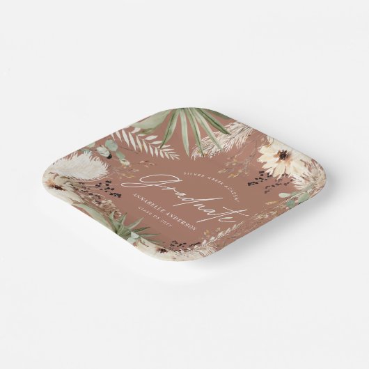 Moderne Pampasgras Terracotta elegant Pappteller (Gewinkelt)