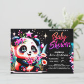 Moderne Panda Bamboo Bliss Girl Baby Dusche Einladung (Stehend Vorderseite)