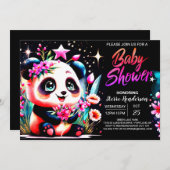 Moderne Panda Bamboo Bliss Girl Baby Dusche Einladung (Vorne/Hinten)