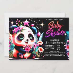 Moderne Panda Bamboo Bliss Girl Baby Dusche Einladung