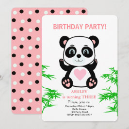 Moderne Panda-Bär-Kinder-Geburtstags-Einladung Einladung