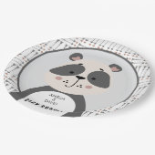 Moderne Panda-Neutral-Babyparty-Tischdeko Pappteller (Schrägansicht)