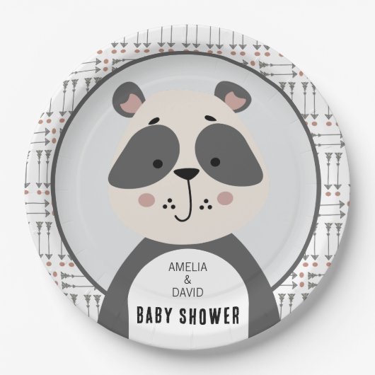 Moderne Panda-Neutral-Babyparty-Tischdeko Pappteller (Vorderseite)
