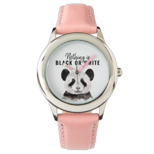 Moderne Panda schwarz und weiß mit Zitat Armbanduhr