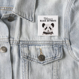 Moderne Panda schwarz und weiß mit Zitat Button