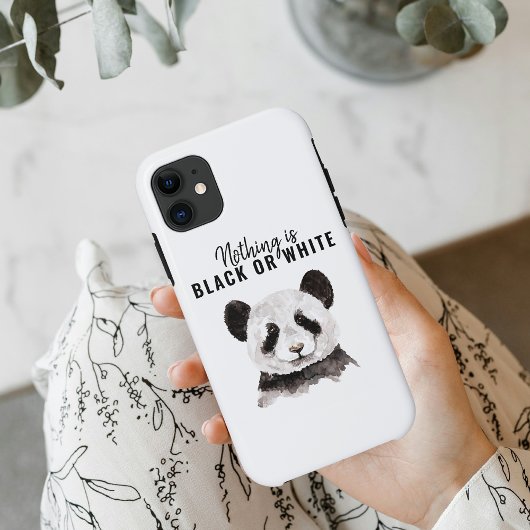 Moderne Panda schwarz und weiß mit Zitat Case-Mate iPhone Hülle
