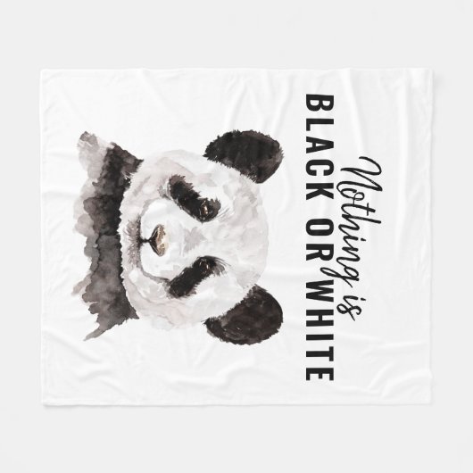 Moderne Panda schwarz und weiß mit Zitat Fleecedecke (Vorderseite (Horizontal))