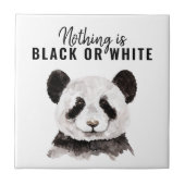 Moderne Panda schwarz und weiß mit Zitat Fliese (Vorderseite)