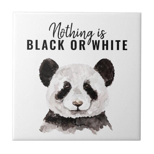 Moderne Panda schwarz und weiß mit Zitat Fliese (Vorderseite)