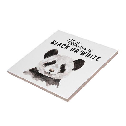 Moderne Panda schwarz und weiß mit Zitat Fliese (Seite)